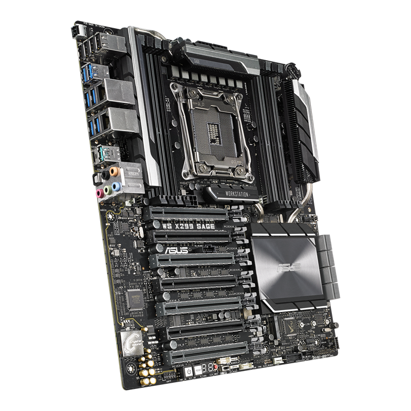 WS X299 SAGE motherboard, right side view 