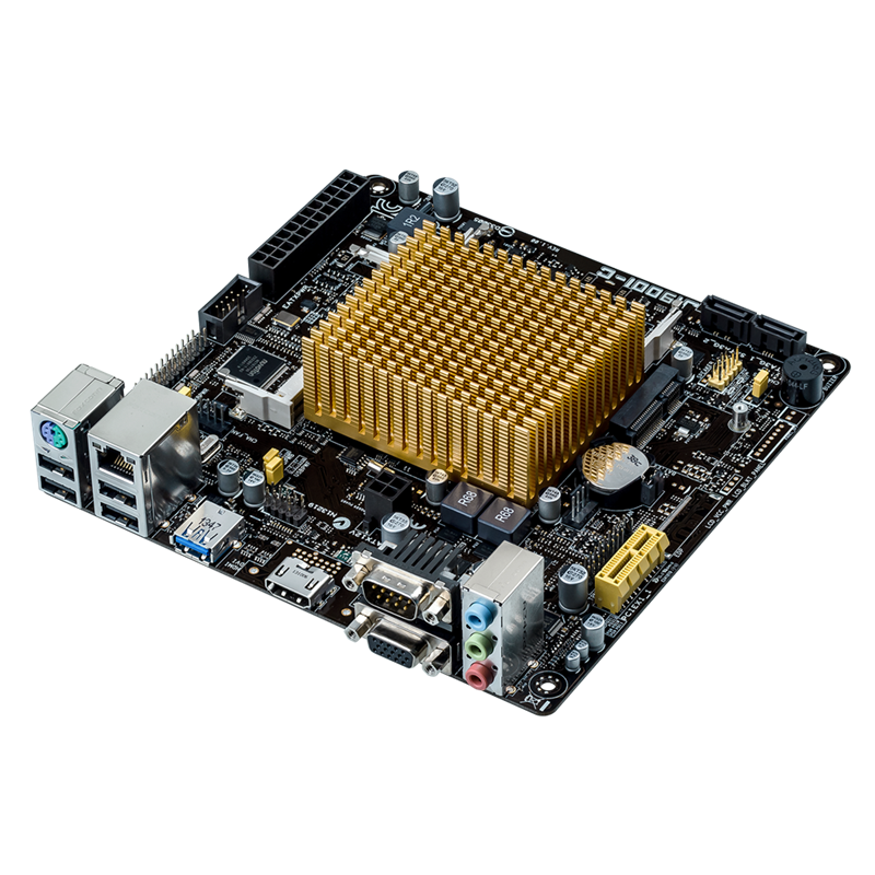 J1900I-C motherboard, 45-degree right side view